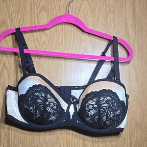 Torrid Curve Black And Cream Lace Underwire Pushup Bra